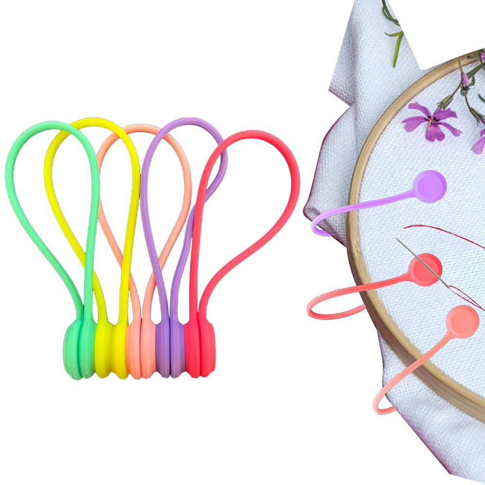 Cotton Embroidery Thread Skeins - 10 ชิ้น คลิปผ้าแม่เหล็ก สำหรับงานปักครอสสติช ที่ยึดเข็ม ที่รัดผ้าซิลิโคน