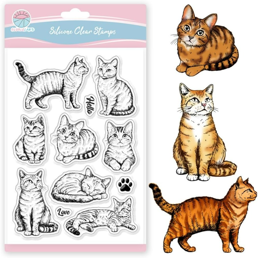 Clear Silicone Stamps For Card Making - แมวล้างแสตมป์แมวที่สมจริงซิลิโคนล้างแสตมป์ซีลสัตว์แสตมป์โปร่งใสสําหรับ DIY Scrapbooking การ์ดทํา Photo