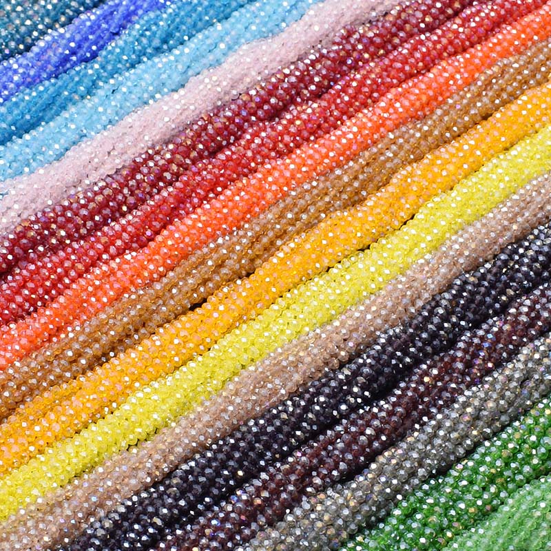 Glass Seed Beads 2Mm Jewelry Making - ชุบ AB สีใสเงา2 3 4 6มม.Rondelle