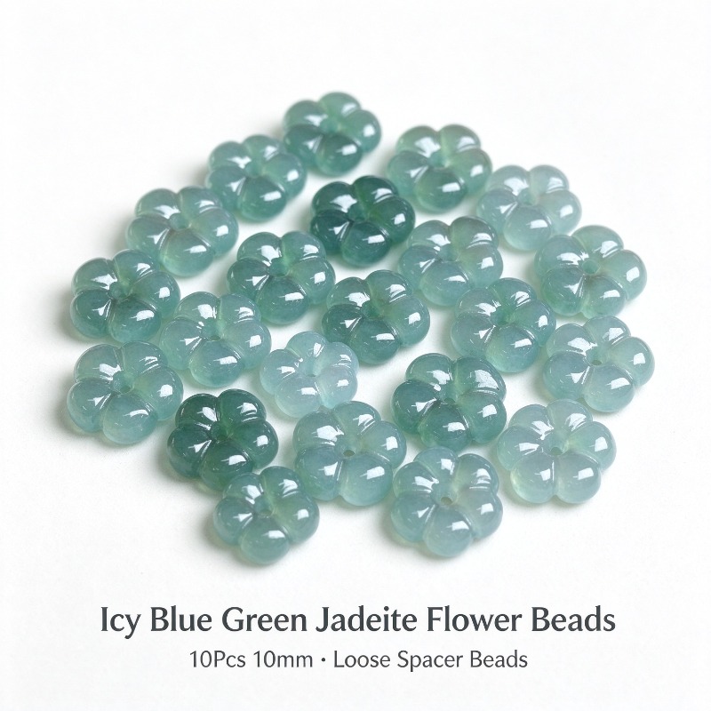 10 ชิ้น ลูกปัดหินหยกน้ำสีน้ำเง - Beading บทวิจารณ์และราคา