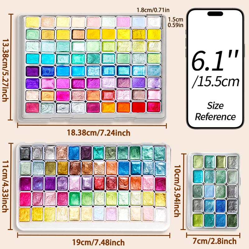 สีน้ำมุก 20/24/60/72 สี, เมทัล - Watercolor Paint Set Solid Pigment บทวิจารณ์และราคา