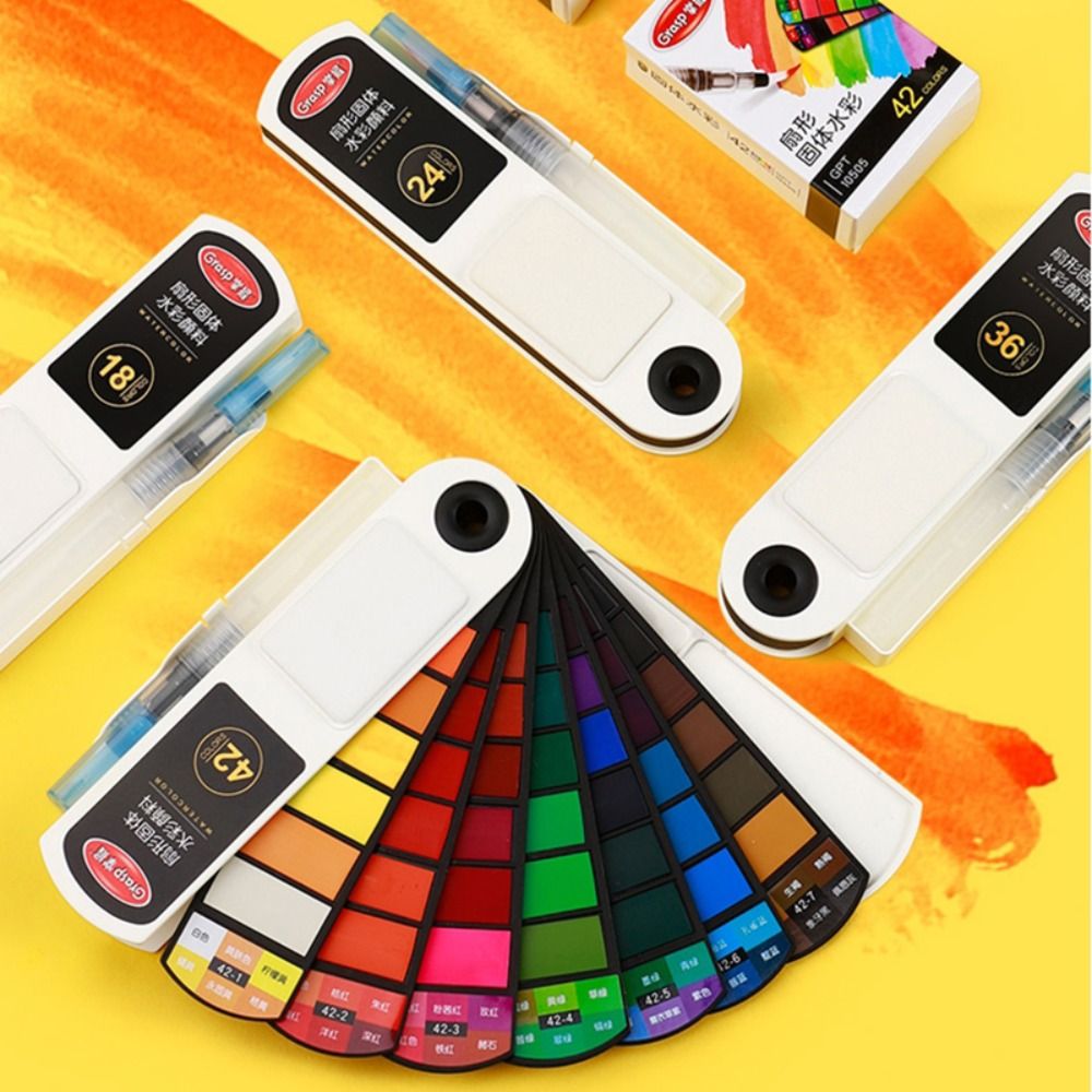 ชุดสีน้ำแบบพับได้ พร้อมปากกาพู - Watercolor Paint Set Solid Pigment บทวิจารณ์และราคา