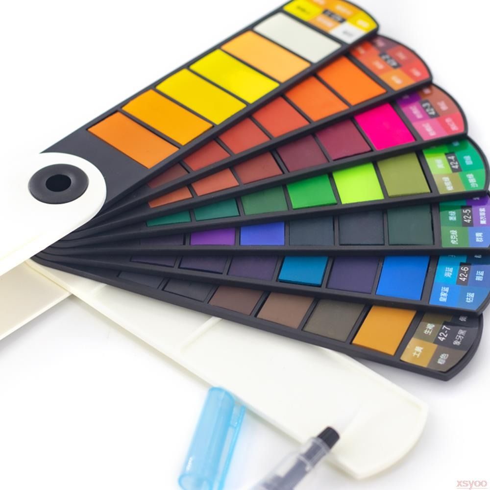 ชุดสีน้ำแบบพับได้ พร้อมปากกาพู - Watercolor Paint Set Solid Pigment บทวิจารณ์และราคา
