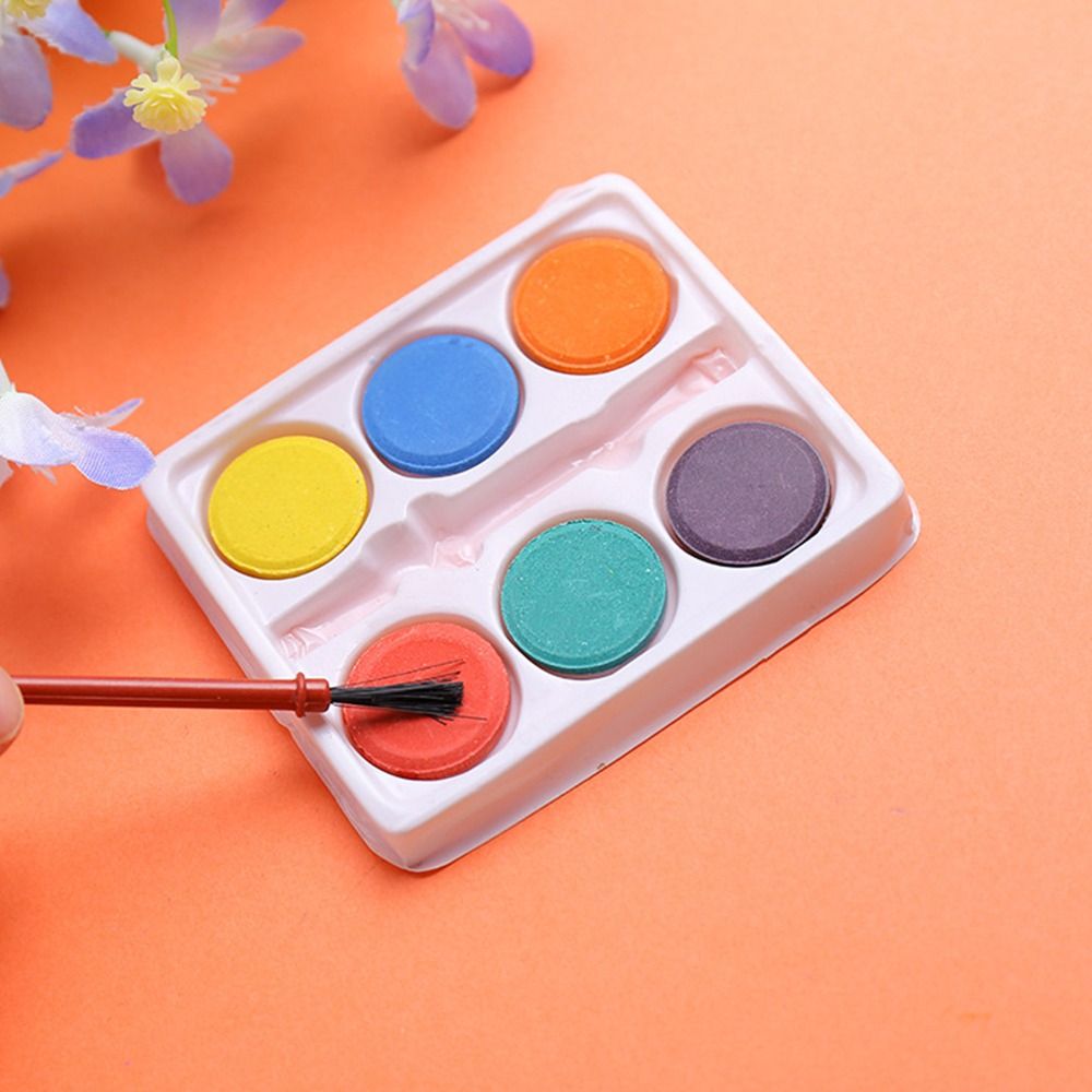ชุดสีน้ำพกพาพร้อมพู่กัน 6 สี ช - Watercolor Paint Set Solid Pigment บทวิจารณ์และราคา